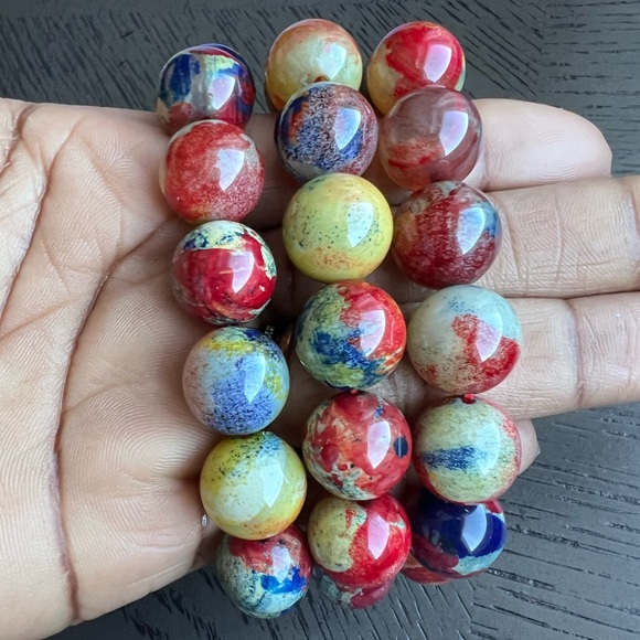 Enhanced colorful agate bracelet 14mm 6.5’ (one) - Picture 5 of 5